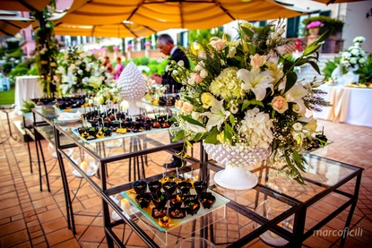 White Sicilian ceramics for the wedding cocktail aperitif at Belmond Grand Hotel Timeo Taormina